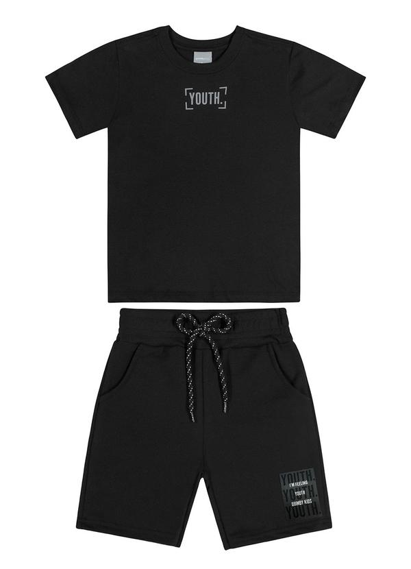 Quimby - Conjunto Camiseta e Bermuda Unissex Preto