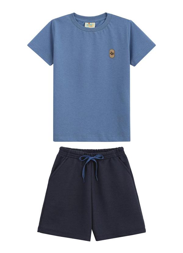 Twingo - Conjunto Camiseta e Short em Moletinho Azul