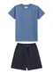 Outlet - Conjunto Camiseta e Short em Moletinho Verde - variação: Azul