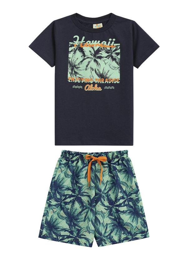 Twingo - Conjunto Camiseta e Short em Moletinho Azul