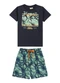 Outlet - Conjunto Camiseta e Short em Moletinho Preto - variação: Azul