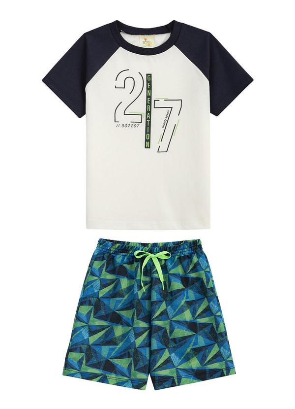 Twingo - Conjunto Camiseta e Short em Moletinho Azul