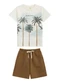 Outlet - Conjunto Camiseta e Short em Moletinho Bege - variação: Bege