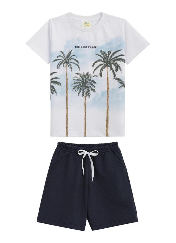Twingo - Conjunto Camiseta e Short em Moletinho Branco