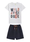 Outlet - Conjunto Camiseta e Short em Moletinho Branco - variação: Branco