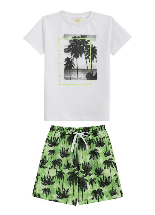 Twingo - Conjunto Camiseta e Short em Moletinho Branco