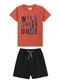 Outlet - Conjunto Camiseta e Short em Moletinho Branco - variação: Laranja
