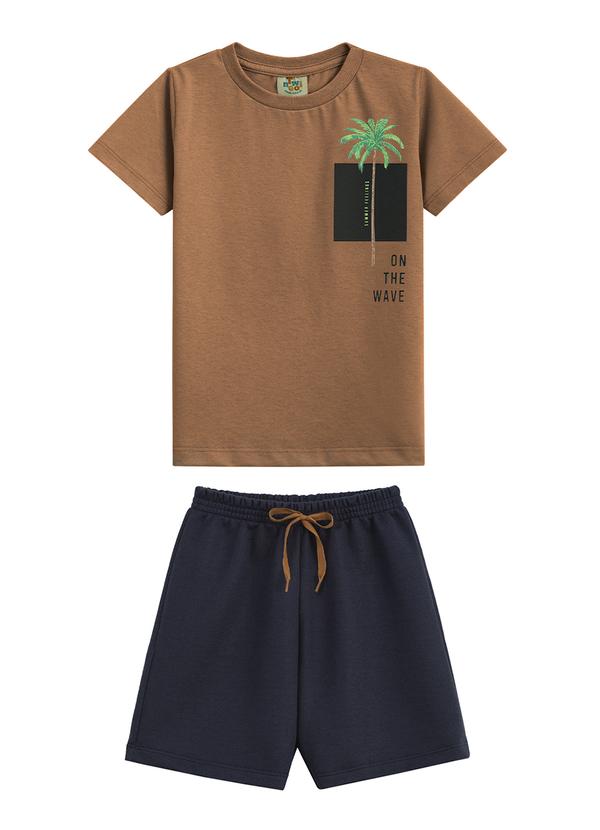 Twingo - Conjunto Camiseta e Short em Moletinho Marrom 1