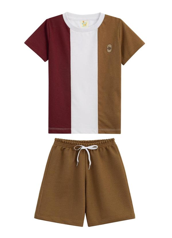 Twingo - Conjunto Camiseta e Short em Moletinho Marrom