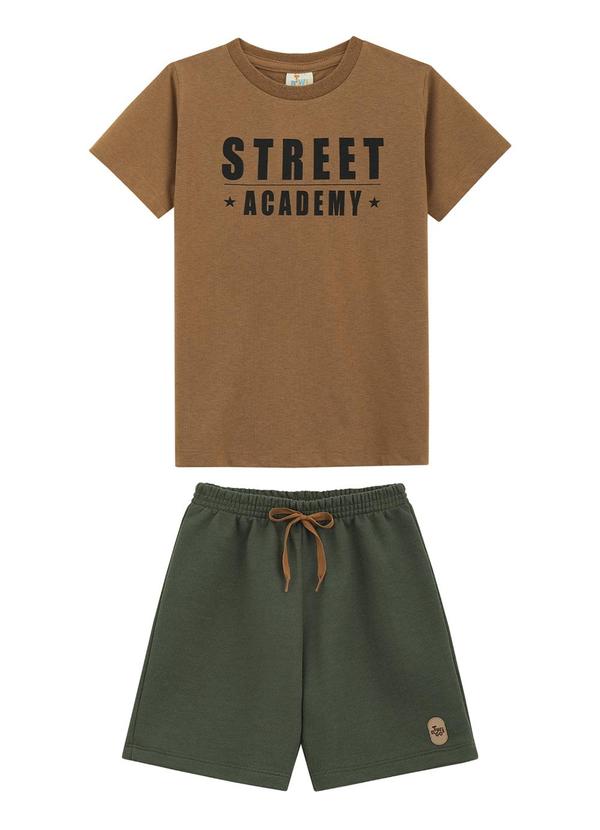 Twingo - Conjunto Camiseta e Short em Moletinho Marrom