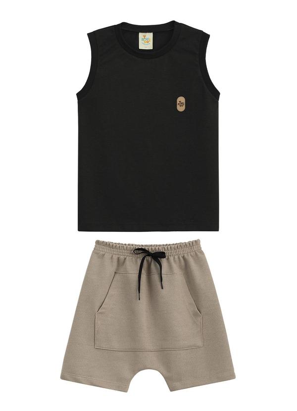Twingo - Conjunto Camiseta e Short em Moletinho Preto