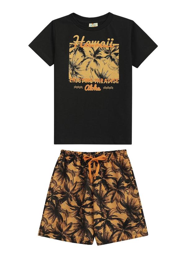 Twingo - Conjunto Camiseta e Short em Moletinho Preto