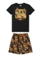 Outlet - Conjunto Camiseta e Short em Moletinho Preto - variação: Preto