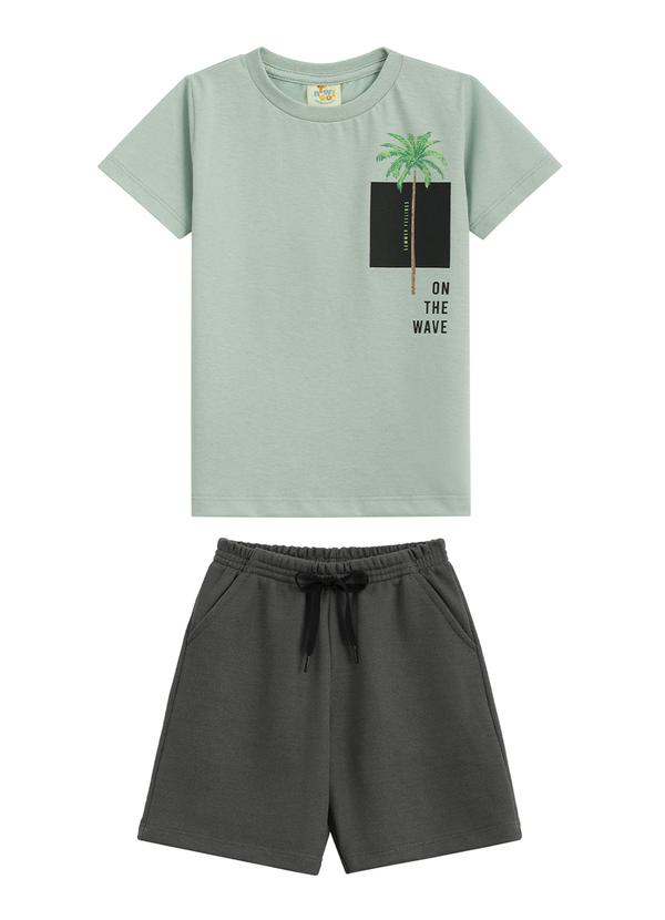 Twingo - Conjunto Camiseta e Short em Moletinho Verde