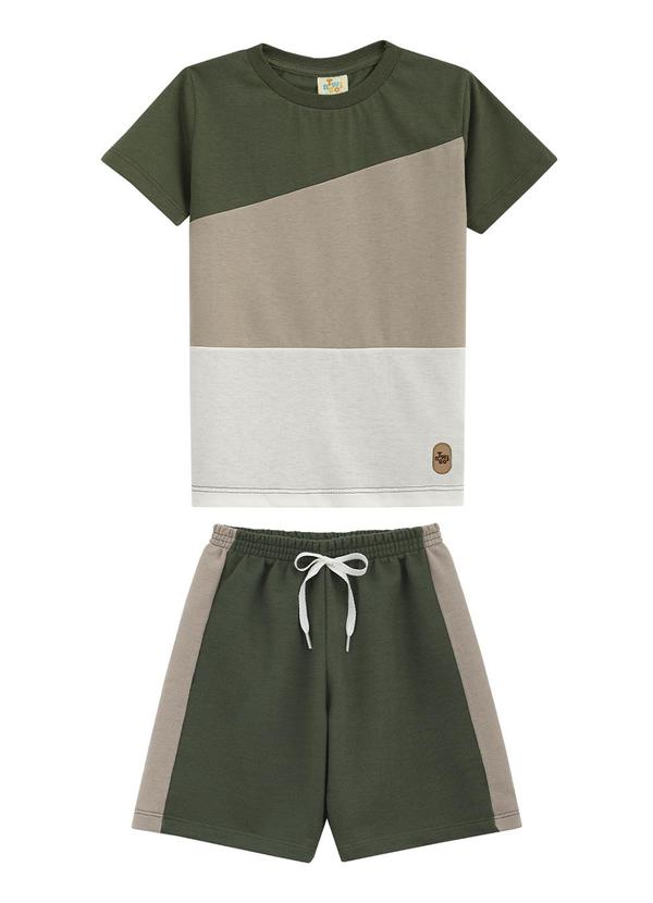 Twingo - Conjunto Camiseta e Short em Moletinho Verde