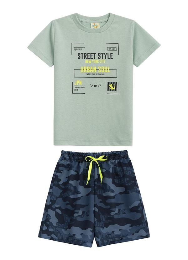 Twingo - Conjunto Camiseta e Short em Moletinho Verde