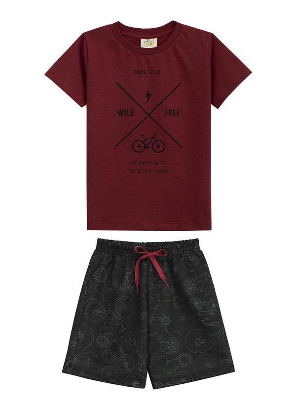 Twingo - Conjunto Camiseta e Short em Moletinho Vermelho