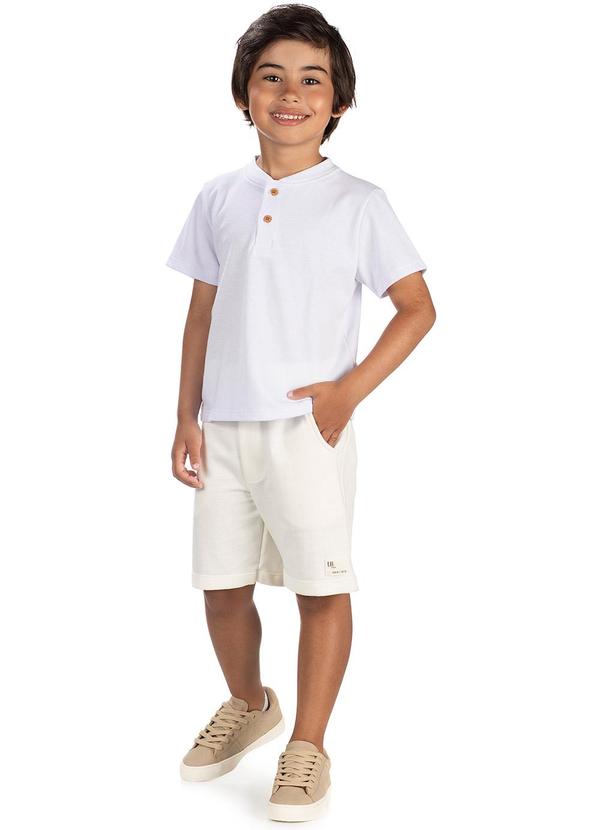 Lik Boys - Conjunto Camiseta em Malha Piquet e Short Bege