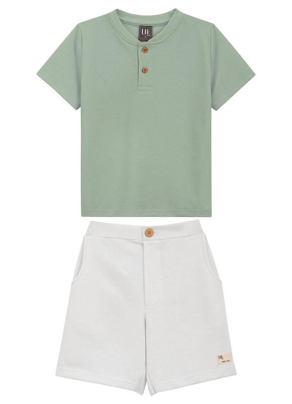 Lik Boys - Conjunto Camiseta em Malha Piquet e Short Verde