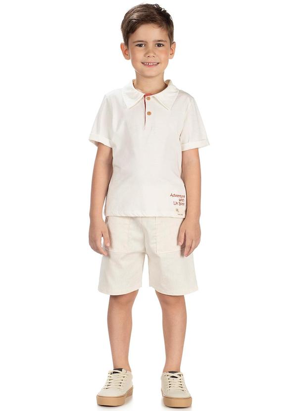 Lik Boys - Conjunto Camiseta Gola Polo e Short Bege