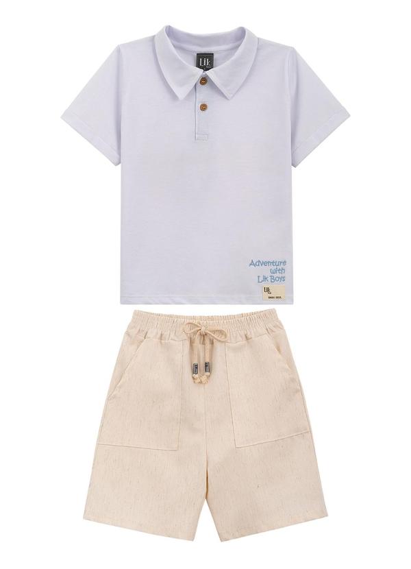 Lik Boys - Conjunto Camiseta Gola Polo e Short Branco 1