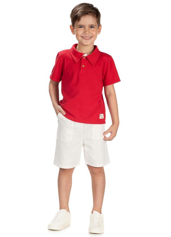 Lik Boys - Conjunto Camiseta Gola Polo e Short Vermelho