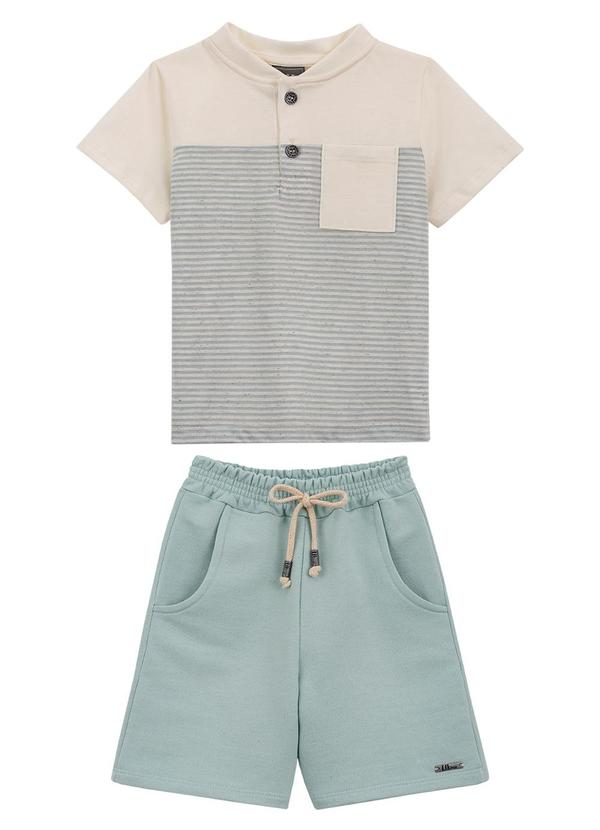 Lik Boys - Conjunto Camiseta Listrada e Short Azul