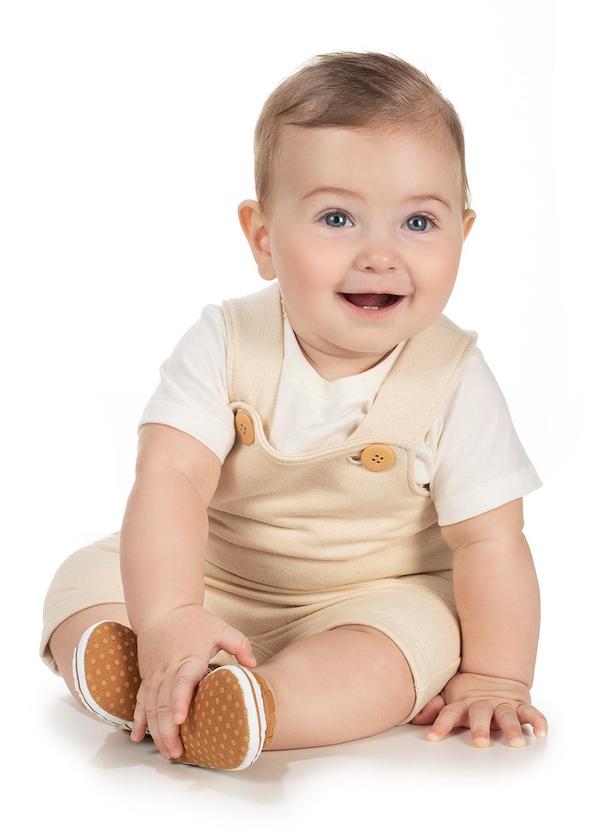 Lik Boys - Conjunto Camiseta Penteada e Macacão Bege