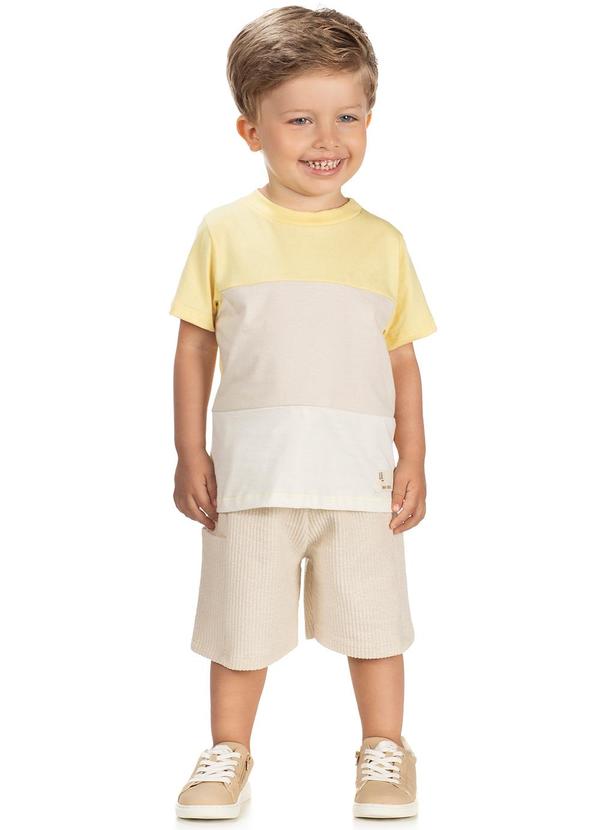 Lik Boys - Conjunto Camiseta Penteada e Short Amarelo