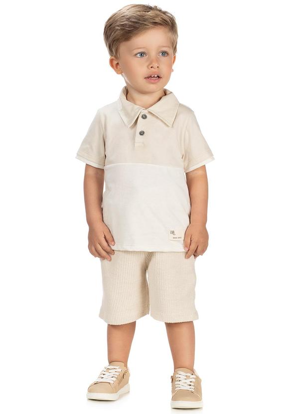 Lik Boys - Conjunto Camiseta Penteada e Short Bege