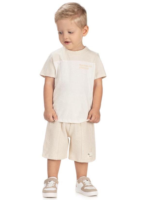 Lik Boys - Conjunto Camiseta Penteada e Short Bege