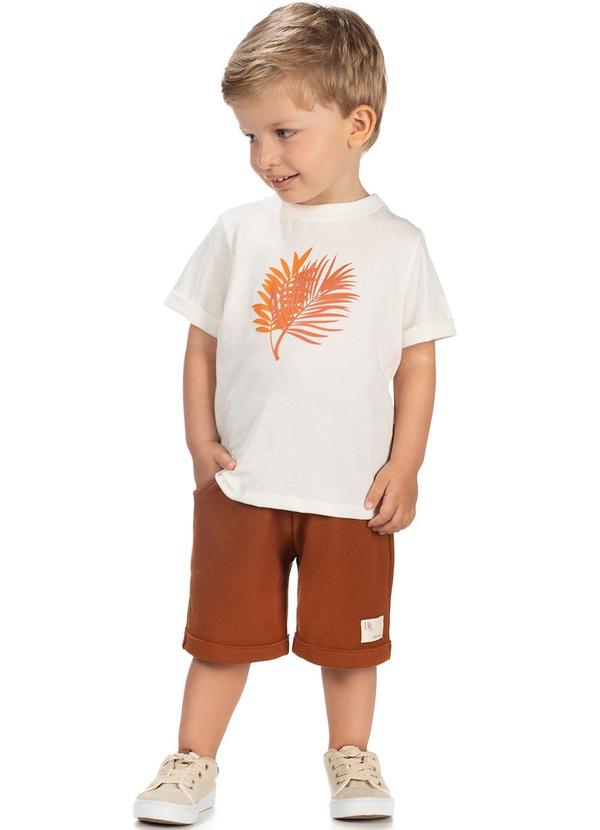 Lik Boys - Conjunto Camiseta Penteada e Short Bege
