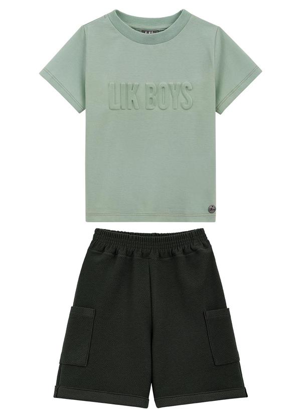 Lik Boys - Conjunto Camiseta Penteada e Short Verde