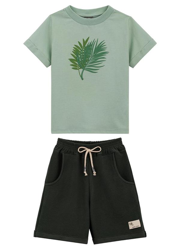Lik Boys - Conjunto Camiseta Penteada e Short Verde