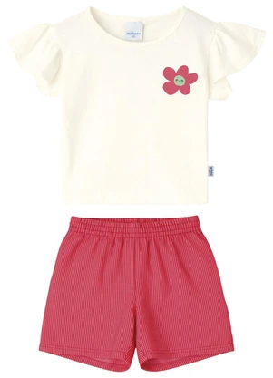 Malwee Kids - Conjunto Canelado Flor com Glitter Off White - MALWEE KIDS