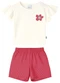 Malwee Kids - Conjunto Canelado Flor com Glitter Azul - variação: Off White