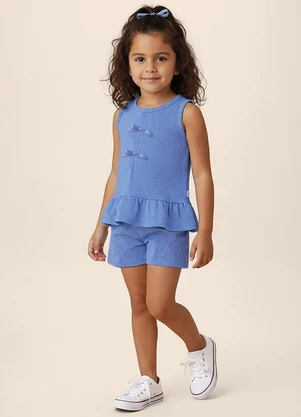 Malwee Kids - Conjunto Canelado Godê Azul - MALWEE KIDS