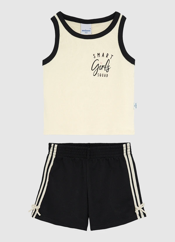 Malwee Kids - Conjunto Canelado Smart Girls Squad Preto