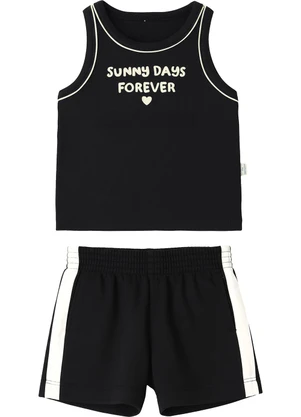 Malwee Kids - Conjunto Canelado Sunny Days Forever Preto - MALWEE KIDS