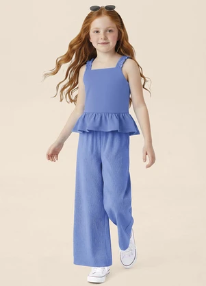 Malwee Kids - Conjunto Canelado Wide Leg Azul - MALWEE KIDS