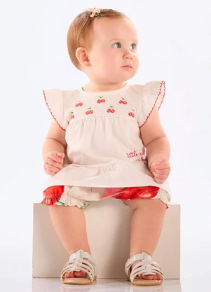 Up Baby - Conjunto Cereja Bata Calcinha Branco - UP BABY