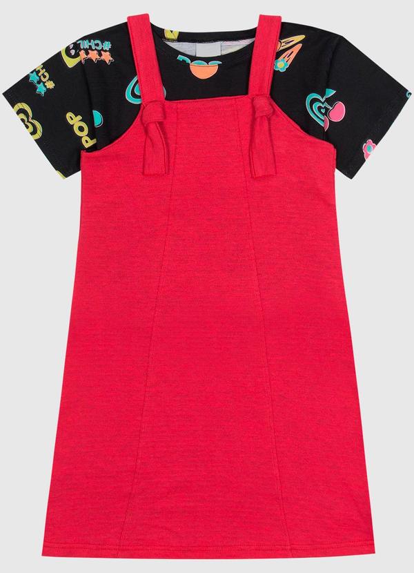 Malwee Kids - Conjunto Cerejas Malha Trabalhada Menina Preto