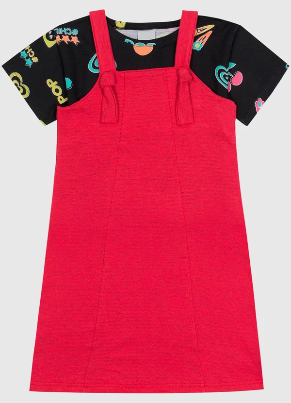 Malwee Kids - Conjunto Cerejas Malha Trabalhada Menina Preto