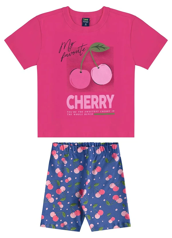 Bee Loop - Conjunto Cerejinhas Blusa e Bermuda Rosa