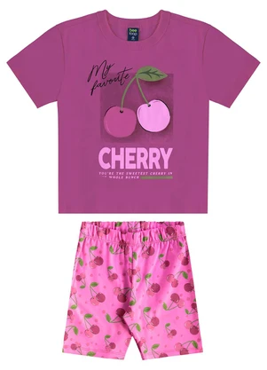Bee Loop - Conjunto Cerejinhas Blusa e Bermuda Roxo - BEE LOOP