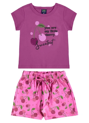 Bee Loop - Conjunto Cerejinhas Blusa e Short Roxo - BEE LOOP