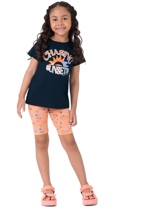 Malwee Kids - Conjunto Chasing Sunstes com Glitter Azul Marinho - MALWEE KIDS