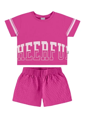 Malwee Kids - Conjunto Cheerful em Malha Rosa Escuro - MALWEE KIDS