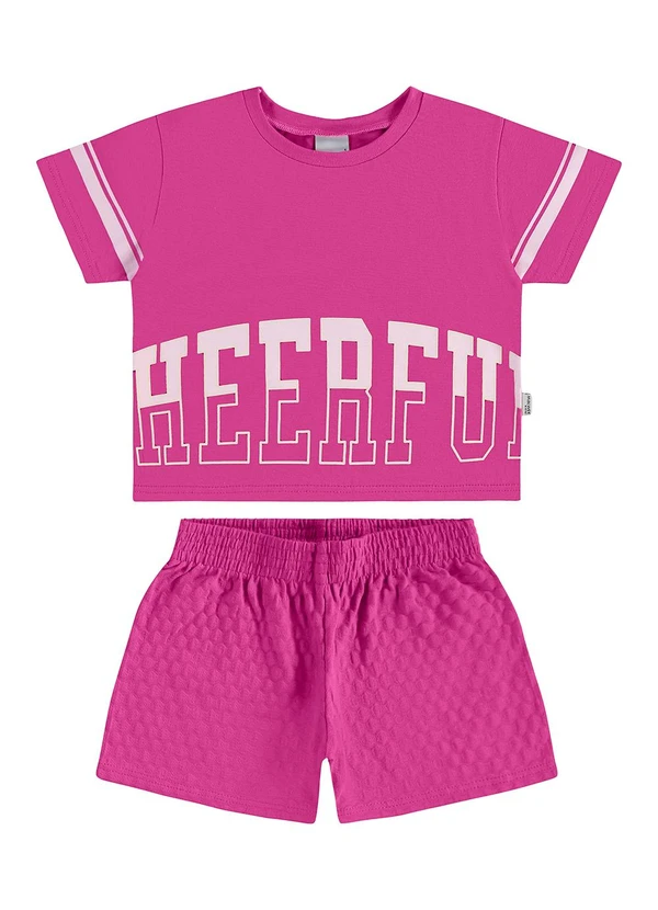 Malwee Kids - Conjunto Cheerful em Malha Rosa Escuro
