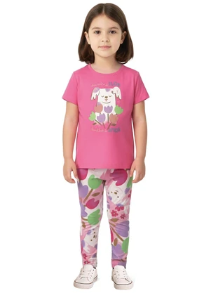 Malwee Kids - Conjunto Cheirinho de Flor com Glitter Rosa - MALWEE KIDS